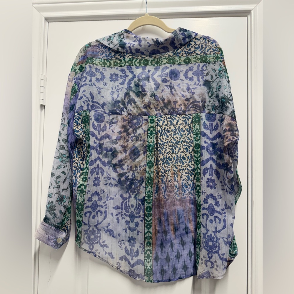 Zara Women's Multicolor Patterned Button-Down Blo… - image 2